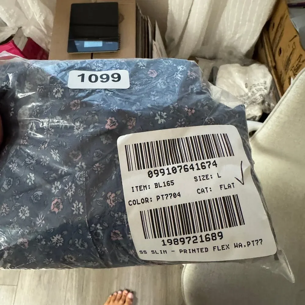 J.Crew Short Sleeve Printed Flex Wash Casual Shirt Men L Blue Floral Button Up